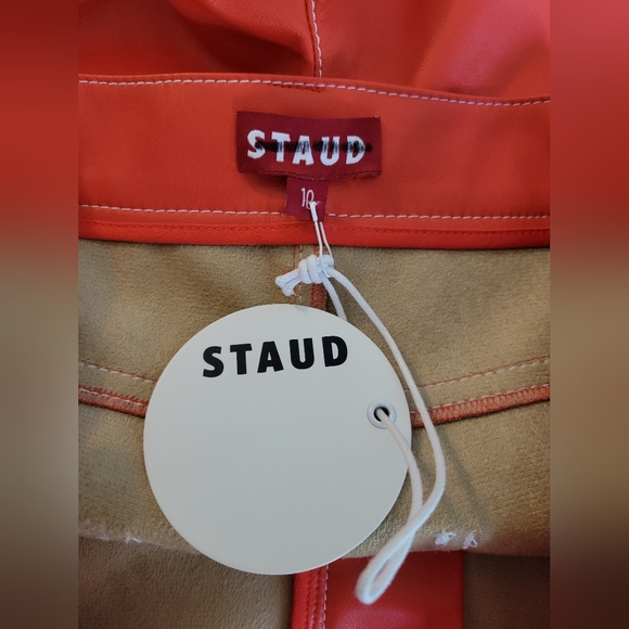 Staud Cherry Red size 10 faux leather pants - Picture 5 of 7